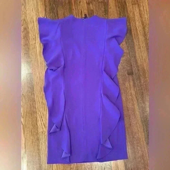 Escada Cascade Ruffle Sleeveless Straight Chemise Dress Purple Size 32 XS - Picture 7 of 8